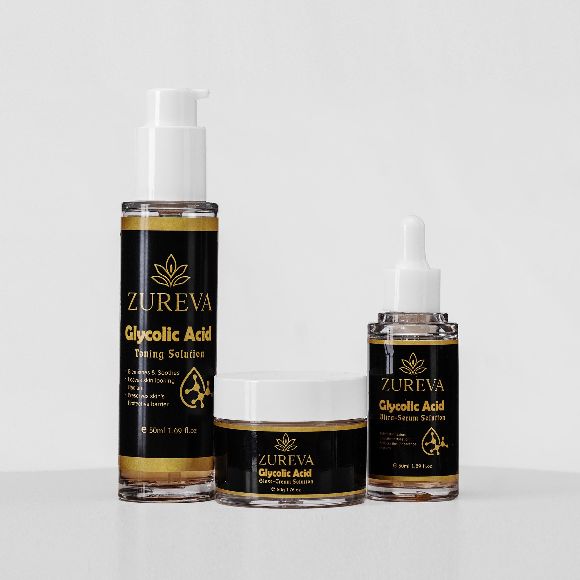 Glycolic Acid Set kit Toning Solution , Ultra-Serum Solution, Glass-Cream Solution
