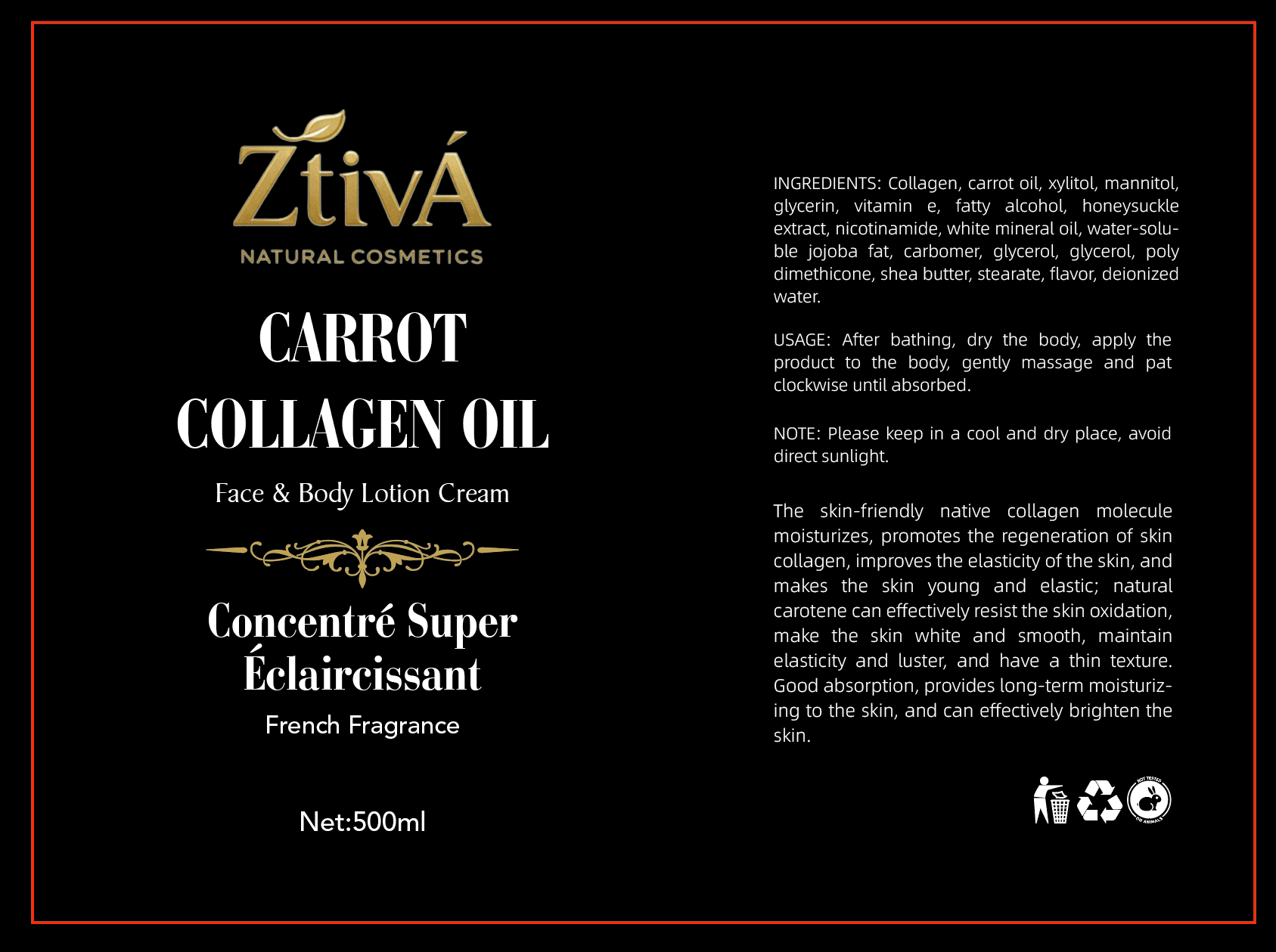 Carrot Collagen Oil - Face & Body Lotion Cream