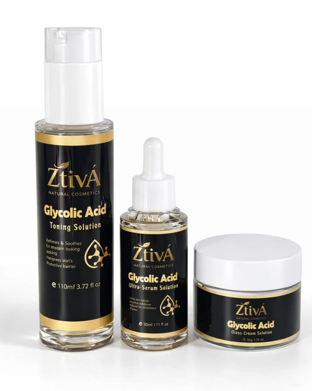 Glycolic Acid Set kit Toning Solution , Ultra-Serum Solution, Glass-Cream Solution