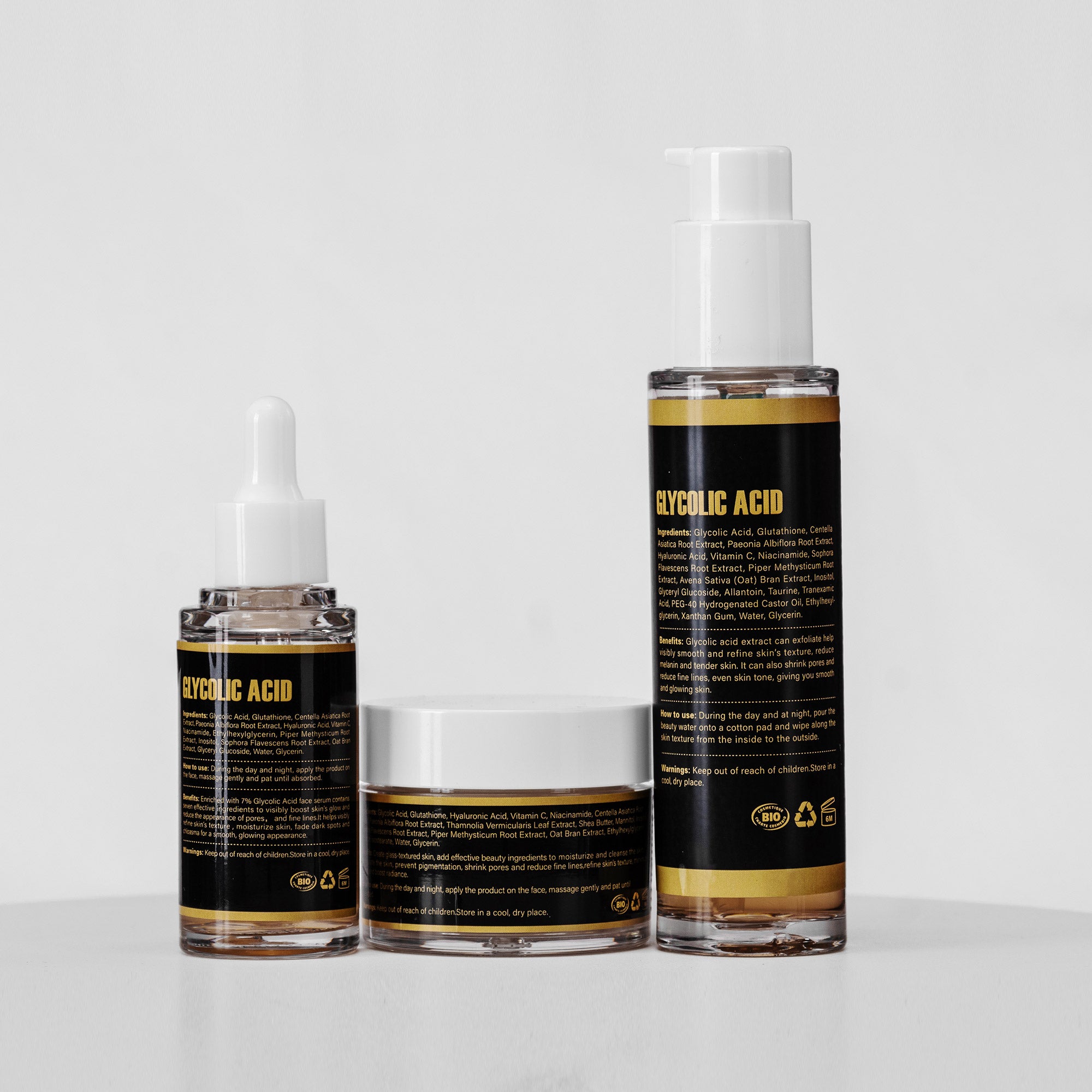 Glycolic Acid Set kit Toning Solution , Ultra-Serum Solution, Glass-Cream Solution